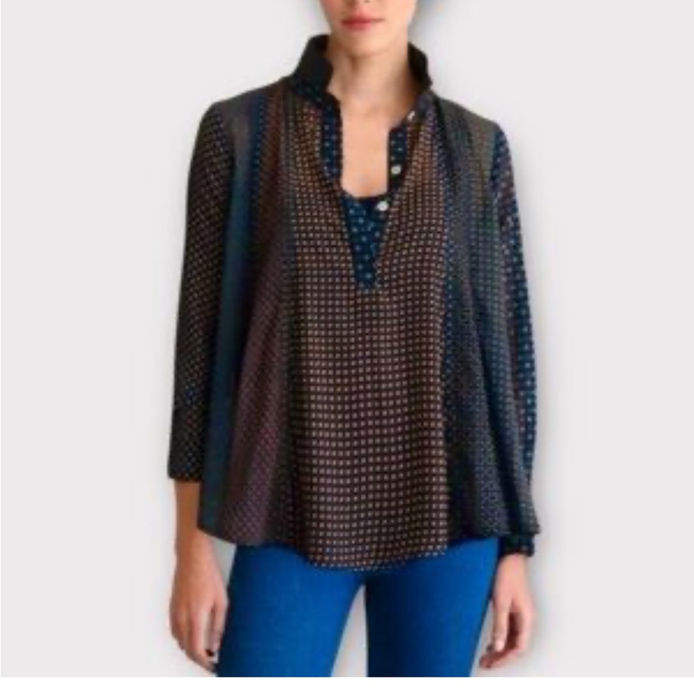 Gretchen Scott Multicolored Sheer Print Blouse Top Womens Sz S Casual Nightout - Picture 2 of 13